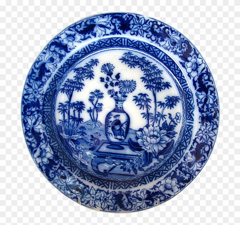 Wedgwood Plate, "chinese Vase"/"blue Bamboo" Transferware, - Bamboo Chinese Plate Clipart #2270099