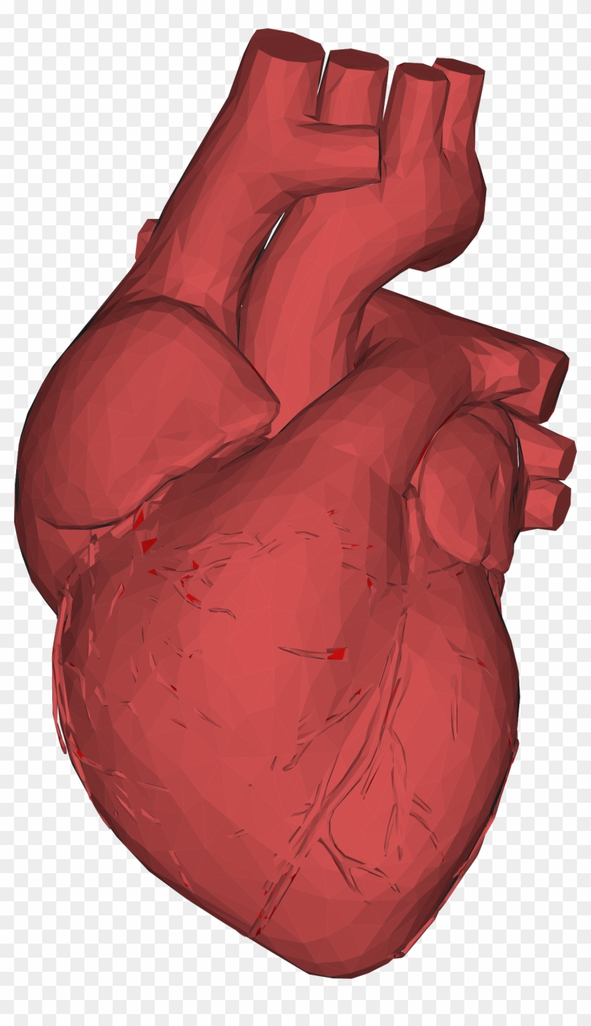 Low Poly 3d Heart Red Png Black And White - 3d Human Heart Images Png Clipart
