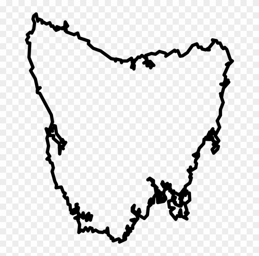 World Map Black And White Outline - Blank Map Of Tasmania Clipart #2278830