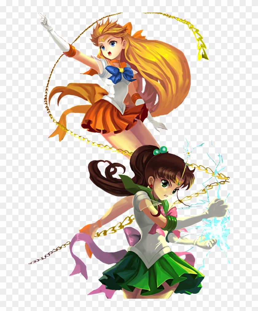 Sailor Jupiter And Venus , Png Download - Cartoon Clipart
