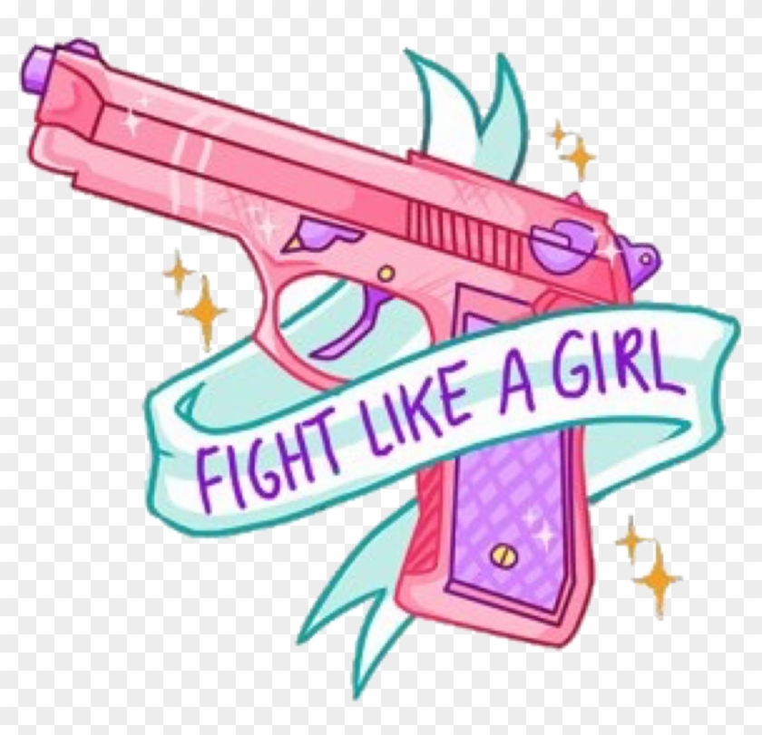 #pink #pastel #tumblr #gun #fightlikeagirl #feminist - Fight Like A Girl Arma Clipart