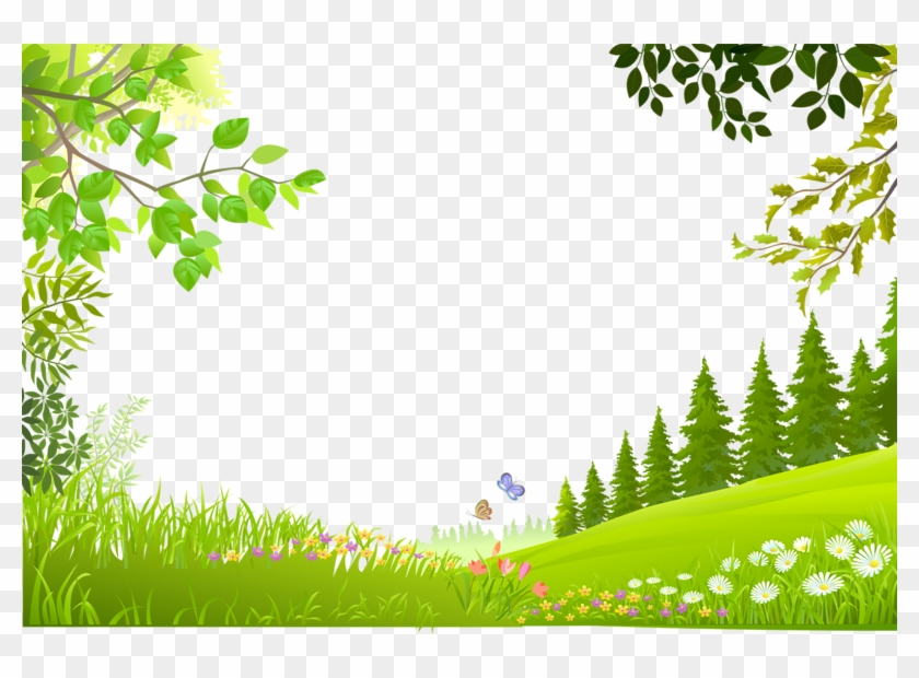Plants Nature Material Trees Green Grass Cartoon Clipart - Green Grass Background Clipart - Png Download
