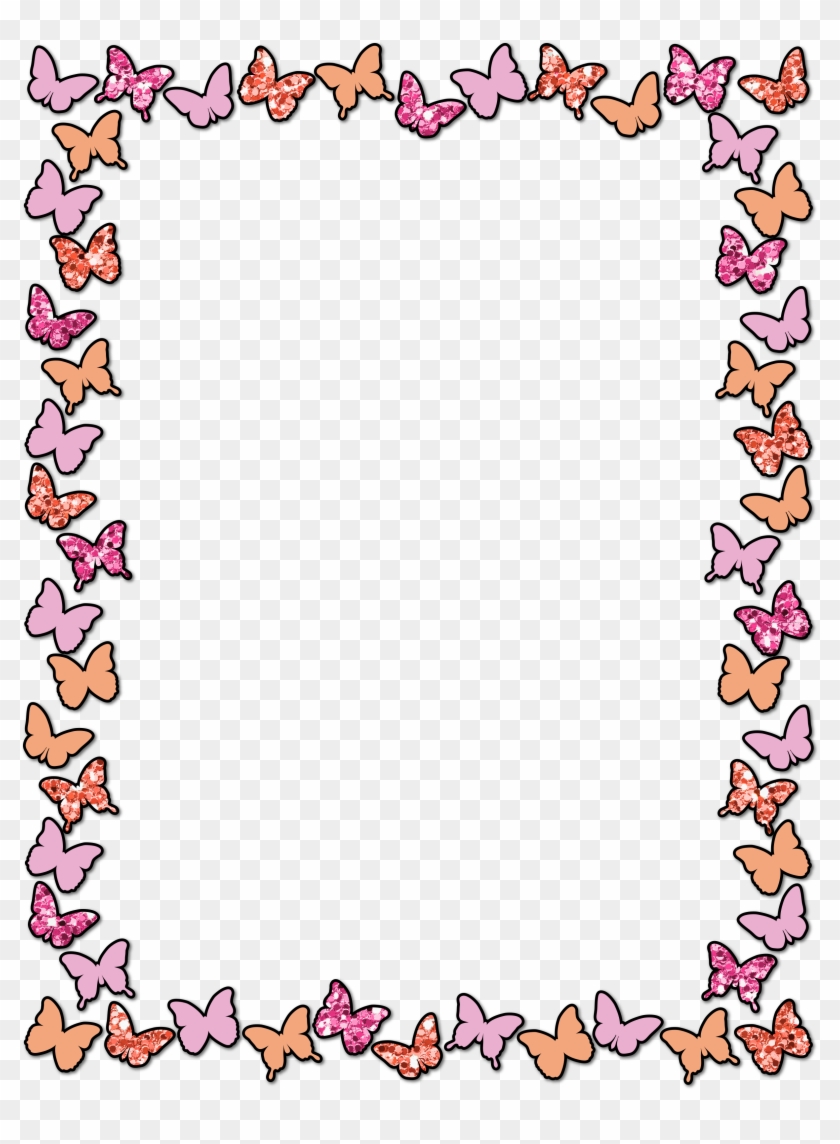 Cute Butterflies - Cute Border Design Png Clipart