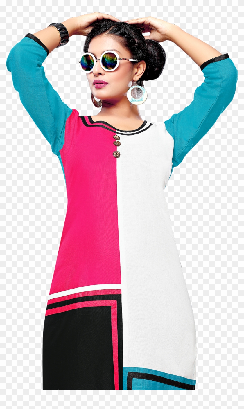 Yuri's Multicoloured Cotton Straight Kurti Clipart