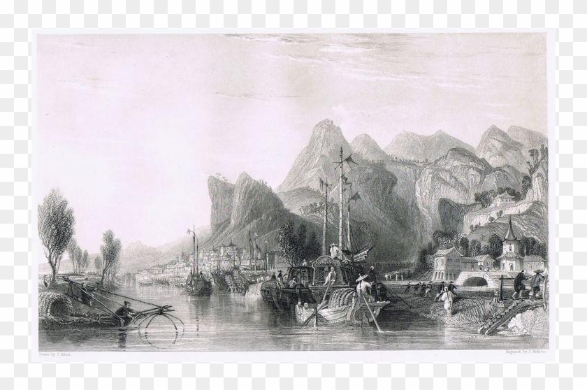 Scenery Drawing Mountain - Chinese 19th Century Landscape Painting Clipart
