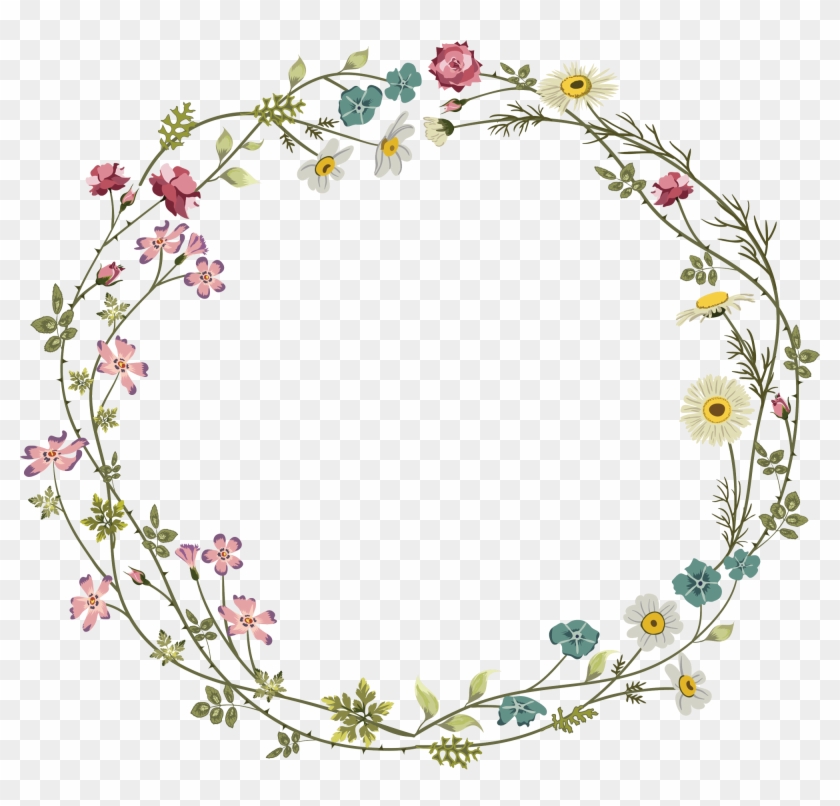 Colourful Flower Frame - Floral Border Design Circle Clipart