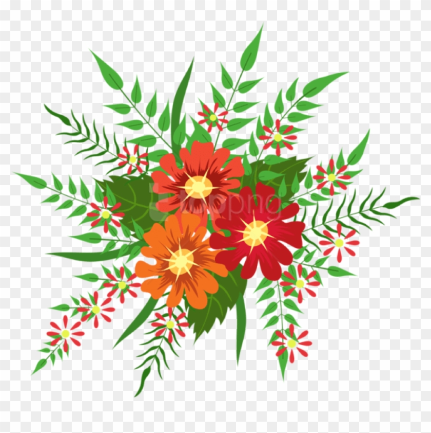 Free Png Download Red And Orange Flowers Decoration - Red And Orange Flowers Clipart Transparent Png