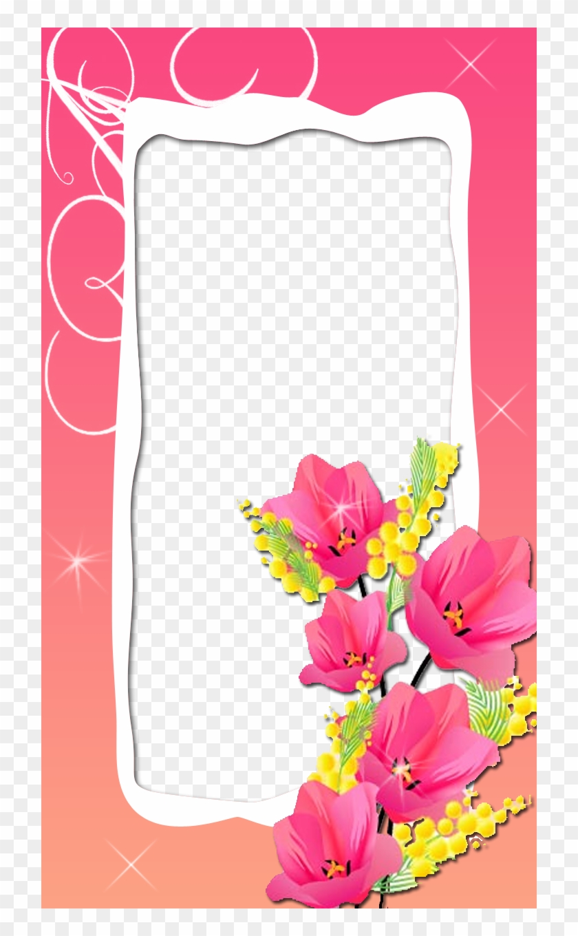 Lovely Pink Flower Frame - Цветы Вектор Clipart