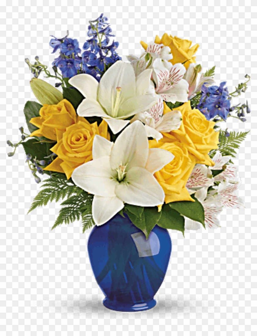 Oceanside Garden White Blue Yellow Arrangement - Tev47 1c Clipart