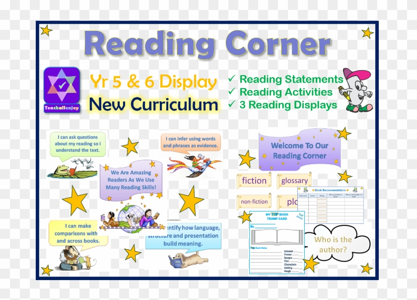 Year 5 & 6 Reading Corner New Curriculum Display Statements - Year 6 Book Corner Ideas Clipart