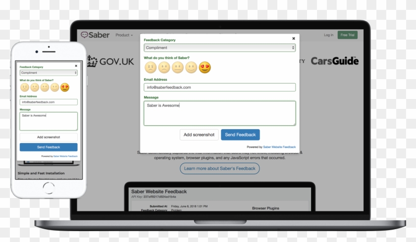 Saber Website Feedback Inerface Example - Carsguide Clipart