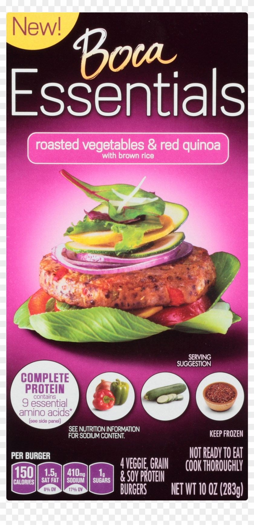 Boca Essentials Roasted Vegetables & Red Quinoa Veggie, - Salmon Burger Clipart #2296432