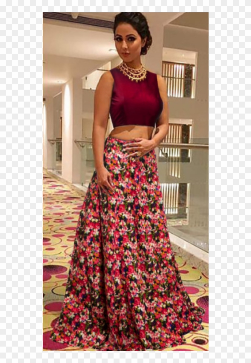 Printed Lehenga With Crop Top Clipart