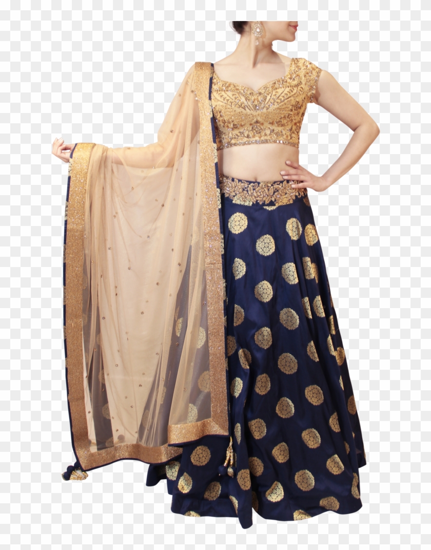 Blue And Gold Bridal Lehenga Clipart
