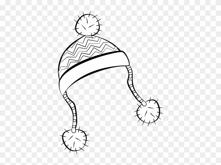 Snow Hat Black And White Clipart - Winter Hat Black And White - Png Download