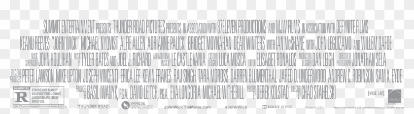 Movie Actors Posters - John Wick Billing Block Clipart #230523