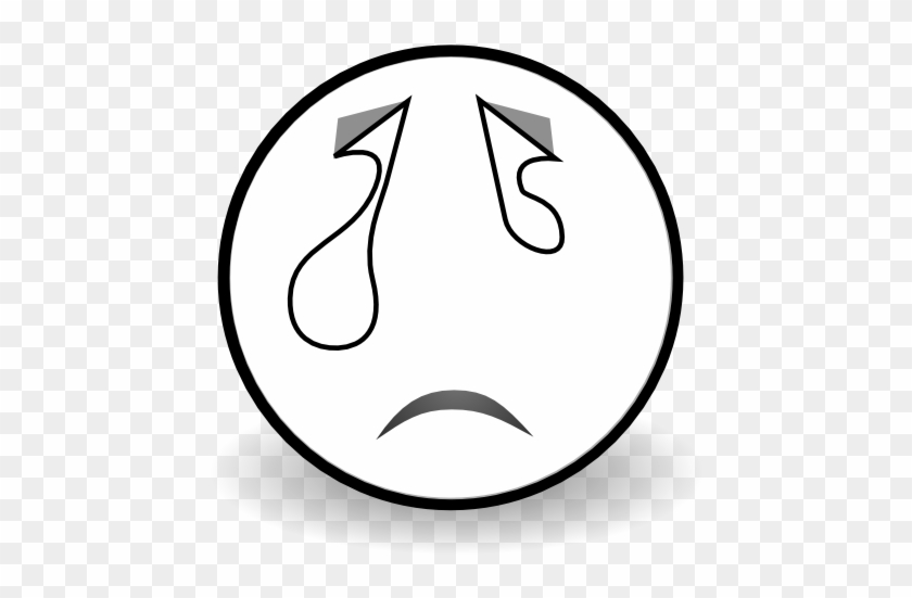 Face Crying Black White Line Art 555px 41 - Circle Clipart #231905