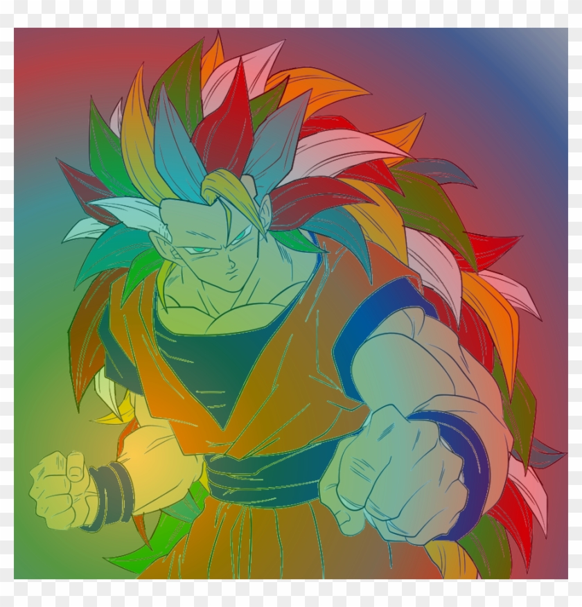 Dbz Goku Super Saiyan Rainbow God 3 W/fixed Aura - Super Saiyan 3 Rainbow Goku Clipart #232760