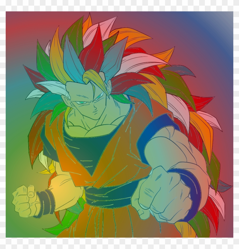 Dbz Goku Super Saiyan Rainbow God 3 W/fixed Aura - Super Saiyan 3 Rainbow Goku Clipart