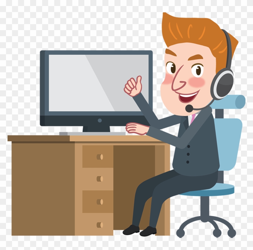 Computer Clipart Thumbs Up - Person On Computer Png Transparent Png