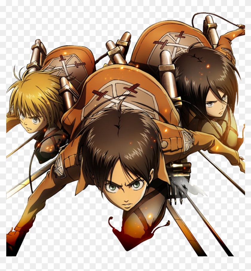 Attack On Titan Transparent - Eren Mikasa Armin Png Clipart