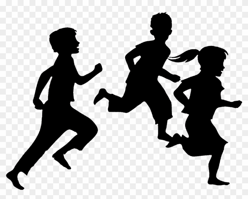 Children Running Silhouette Clipart
