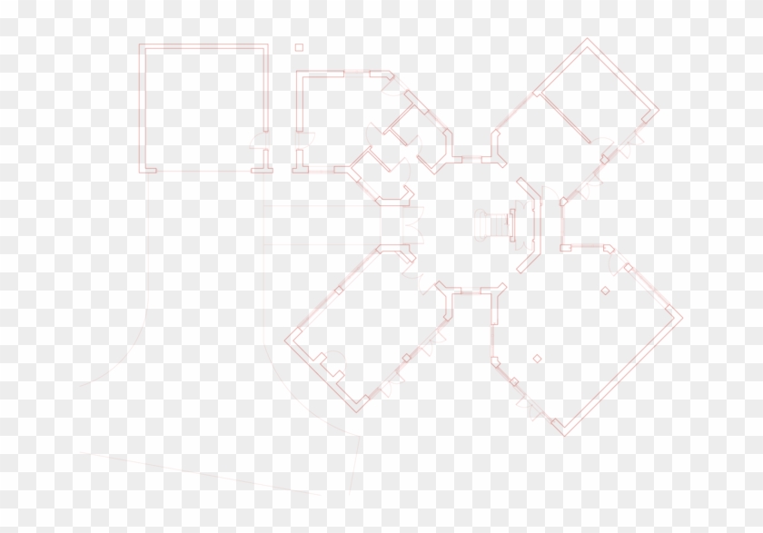 Winged Octagon House - Technical Drawing Clipart