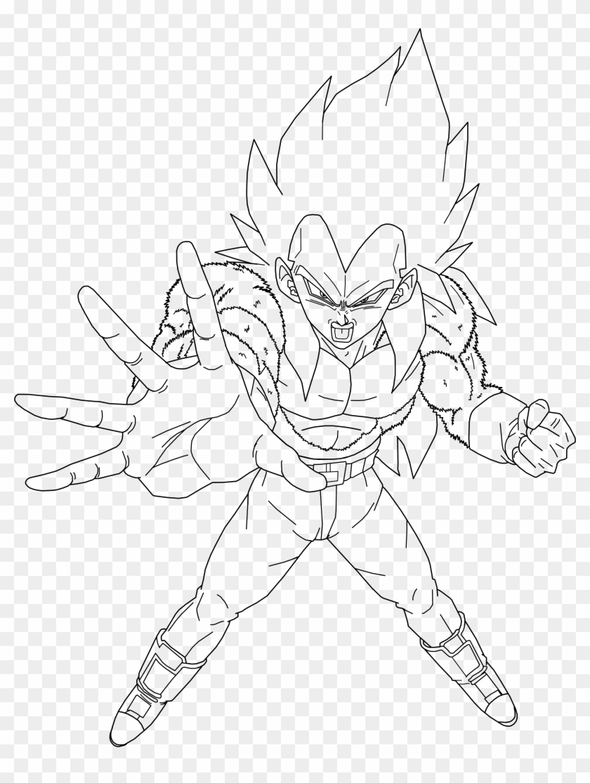 Super Saiyan 4 Vegeta Lineart By Brusselthesaiyan - Super Saiyan 4 Vegeta Drawings Clipart