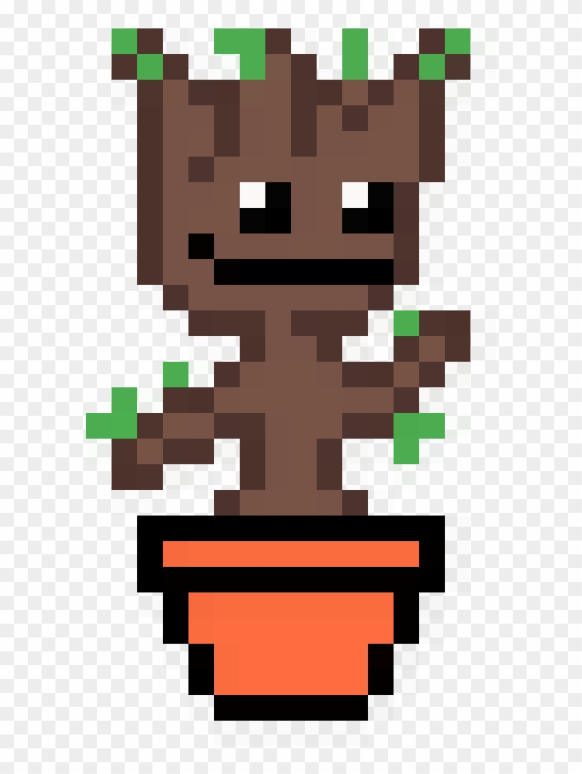 Baby Groot In A Pot - Pixel Baby Groot Clipart