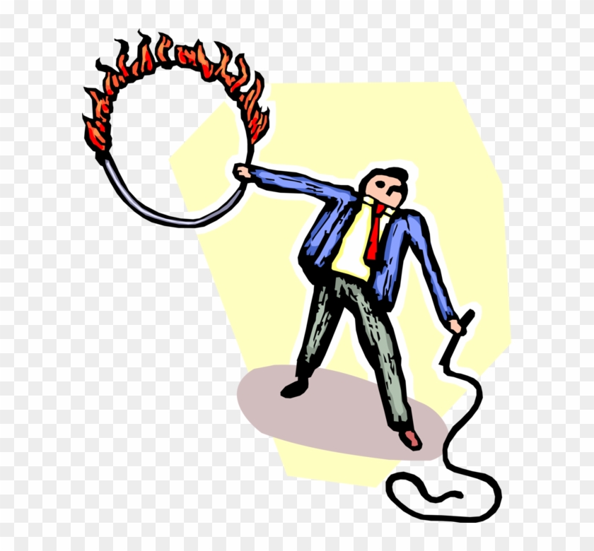 Entrepreneur With Flaming Hoop Vector Image Illustration Clipart #239892