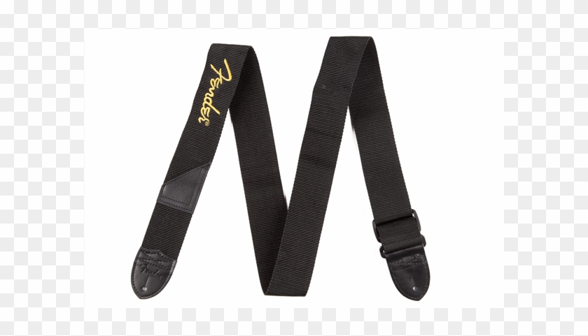 Fender 2" Black Poly Strap With Yellow Fender Logo - Guitar Straps Clipart