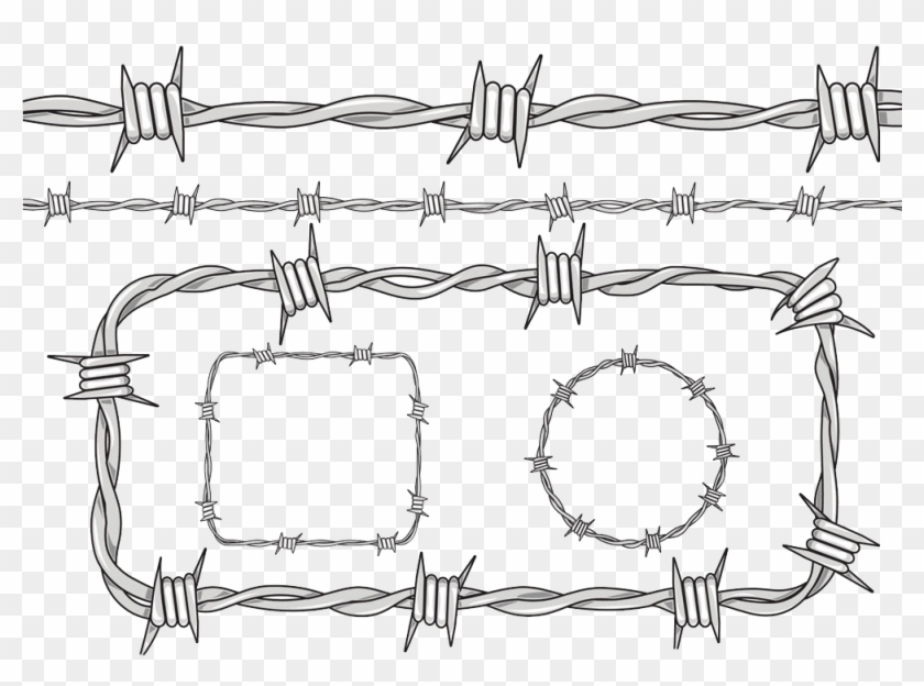 1000 X 729 4 - Barbed Wire Line Drawing Clipart #2301096