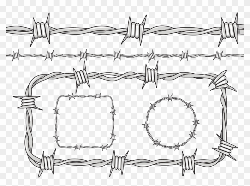 1000 X 729 4 - Barbed Wire Line Drawing Clipart