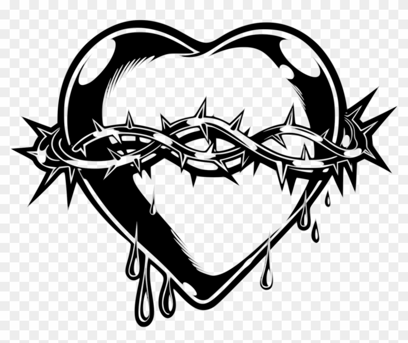 Barbed Wire Heart Clipart - Heart With Thorns - Png Download