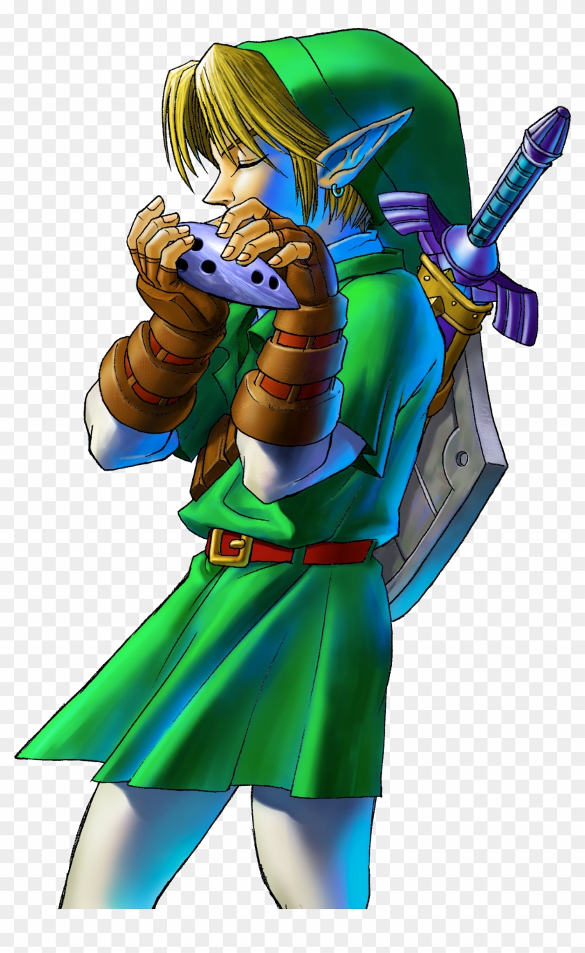 Legend Zelda Clipart Link Ocarina Time 113401 4500697 - Link Playing Ocarina Of Time - Png Download