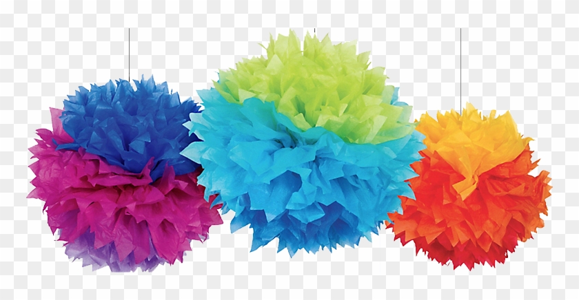 Rainbow Fluffy Pom Decorations - Paper Decoration Png Clipart