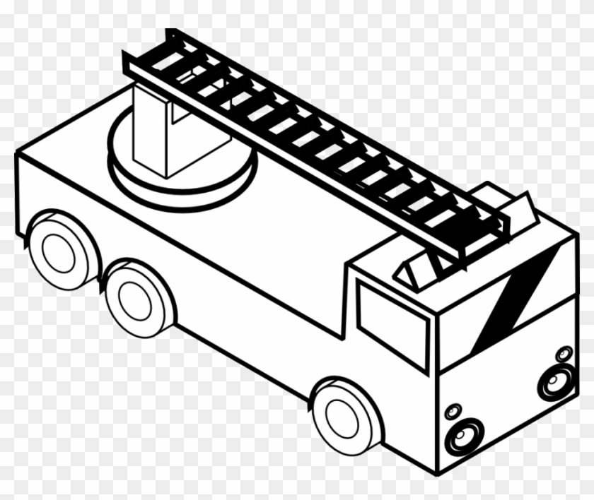 Clip Art Free Stock Pictures Of Fire Trucks To Color - Fire Truck Toy Black And White - Png Download #2303509