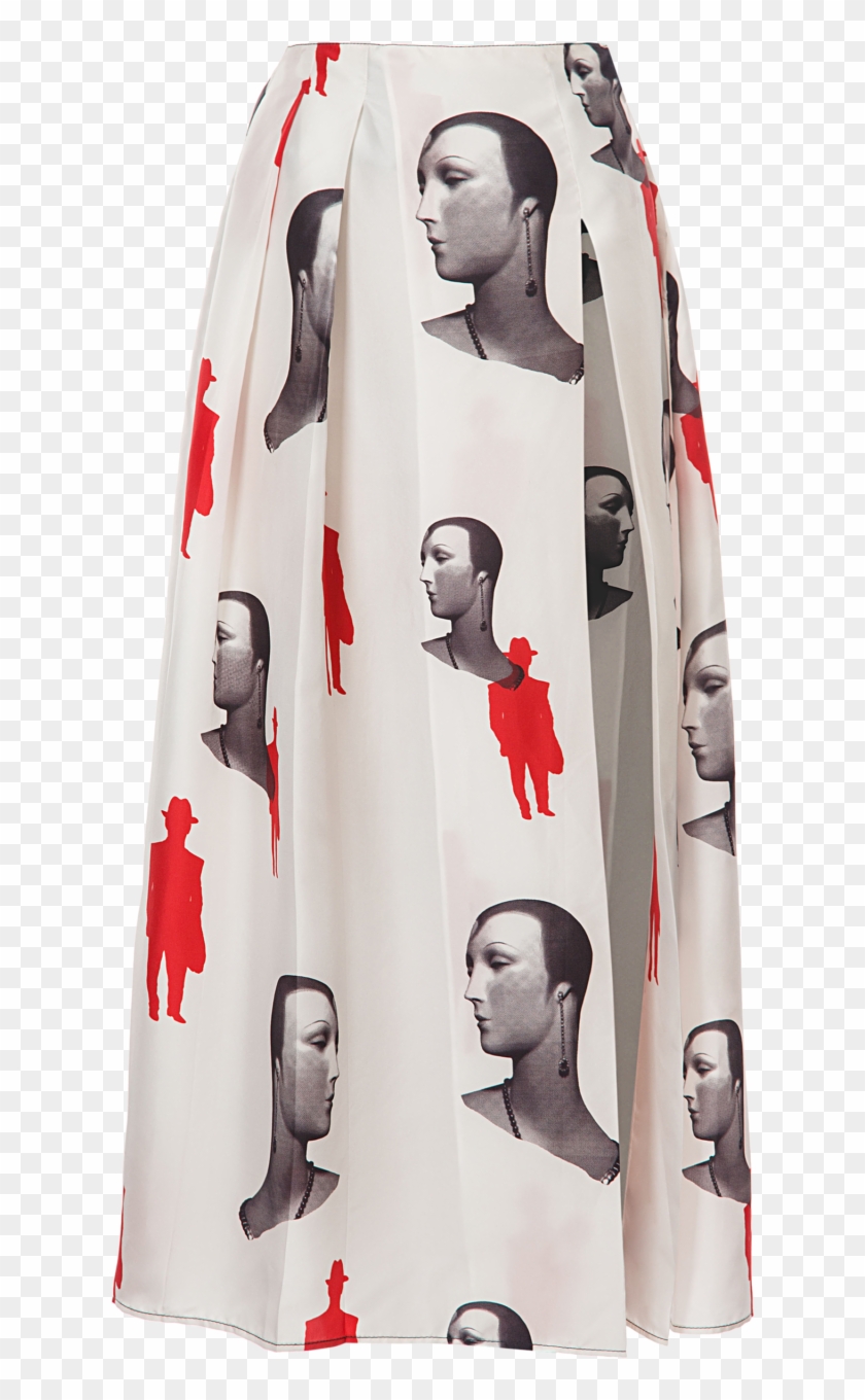 Mannequin Print Long Slit Skirt - Illustration Clipart #2303516