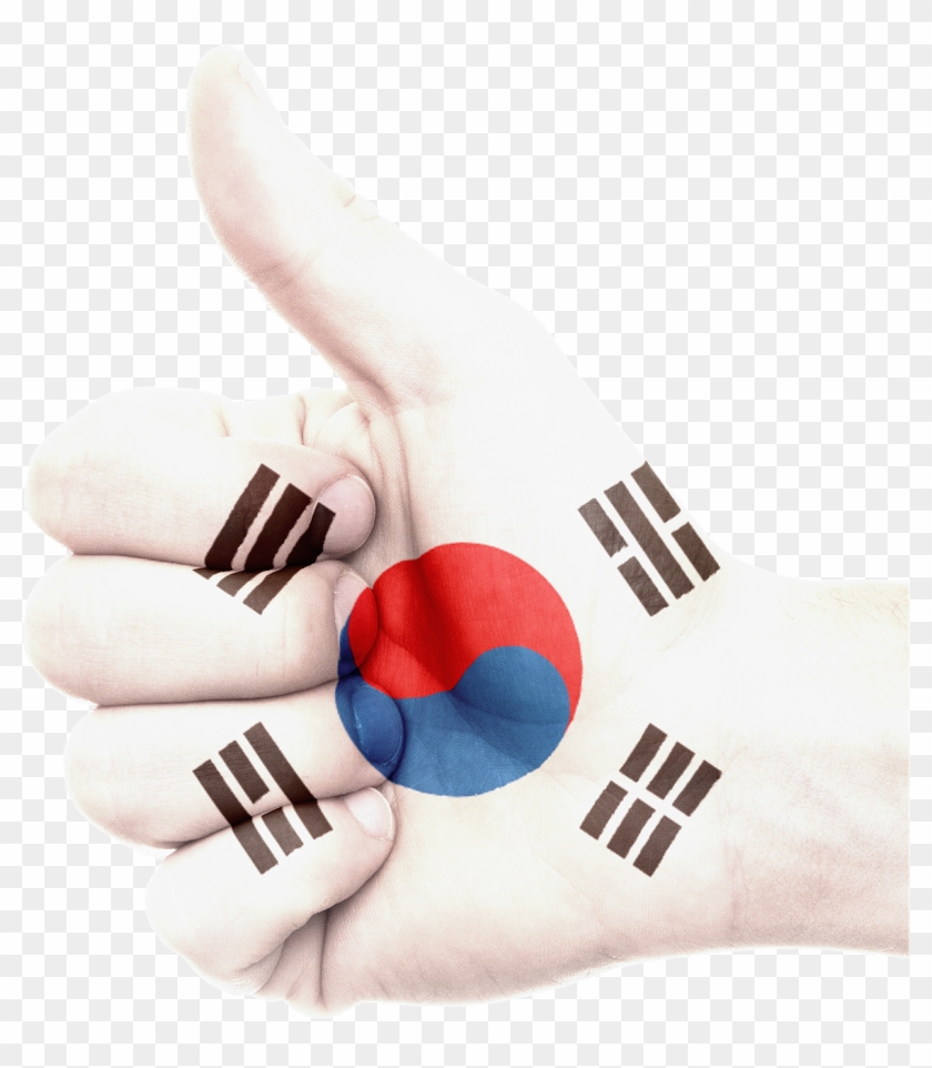 Hand South Korea Flag - South Korea Flag Hand Clipart #2306489