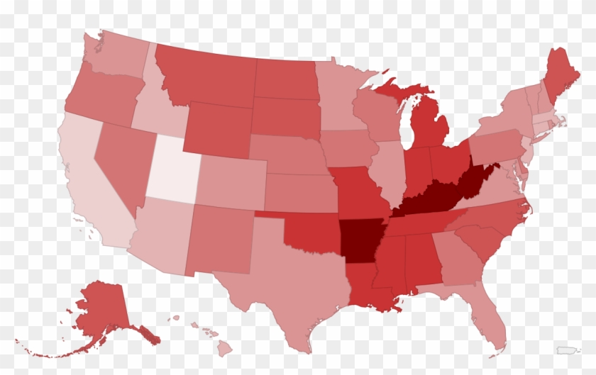 United States Map Of Adult Smoking Prevalence By State Clipart #2308951