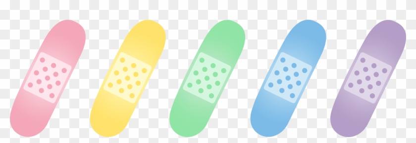 Transparent Bandage Colorful - Pastel Bandaids Clipart