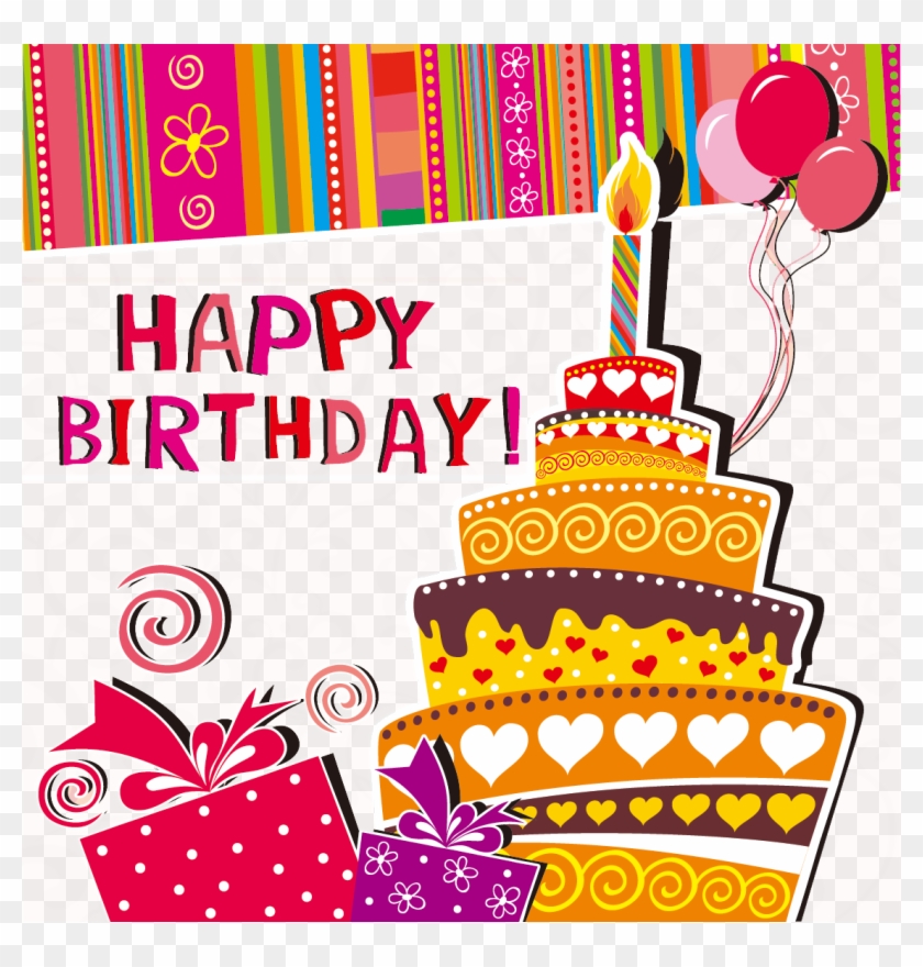 Gift Clipart Cake - Birthday Card Background Png Transparent Png