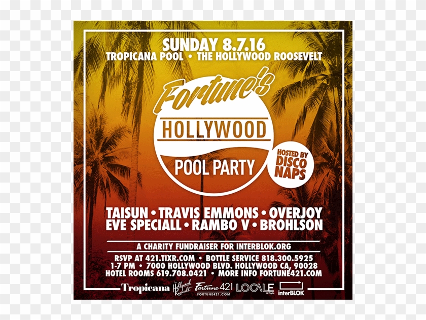 Fortune's Hollywood Pool Party Tickets At The Tropicana - Flyer Clipart