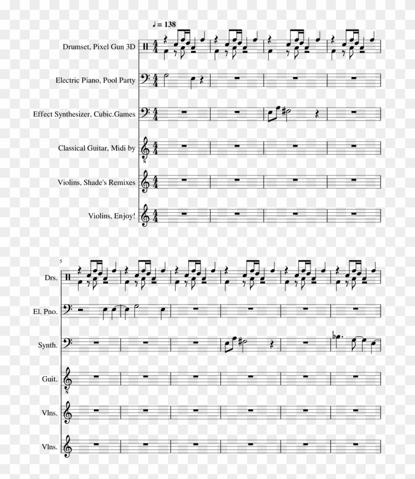 Pixel Gun 3d - Black Butler Alto Saxophone Sheet Music Clipart