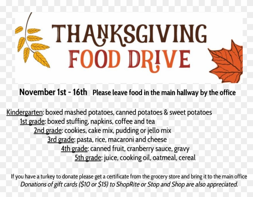 All Food Collected Will Benefit Pines Lake Families - Thanksgiving 2018 Food Drive Clipart #2314049