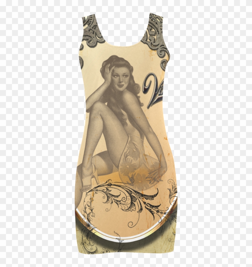 Vintage, Wonderful Pin Up Girl Medea Vest Dress Clipart #2314258