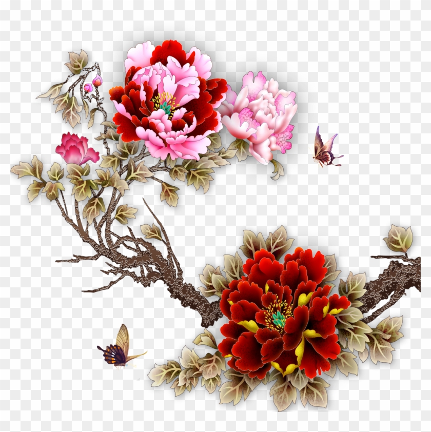 Moutan Tattoo Peony Png Download Free Clipart - รอย สัก รูป ดอก โบตั๋น Transparent Png