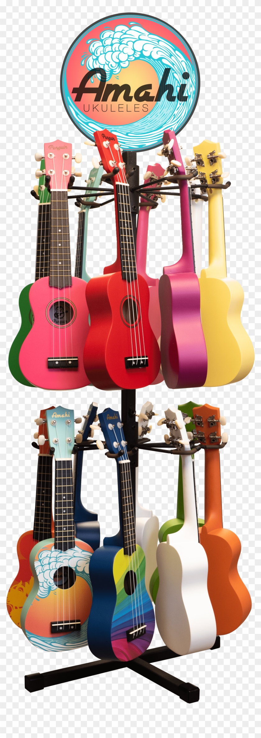 Small 16 Pc Table Top Ukulele Tree - Bass Guitar Clipart