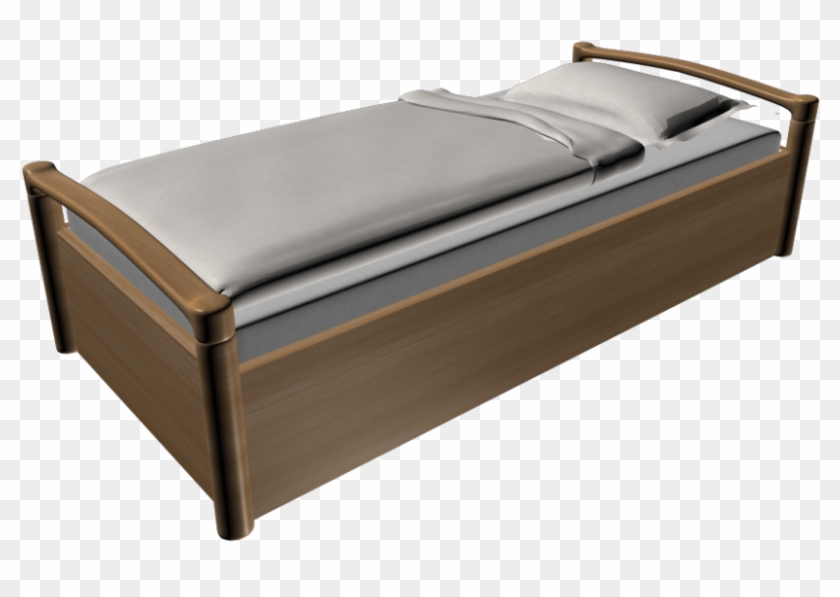 Hardwood Frame Single Bed Design Using White Comfortable Clipart