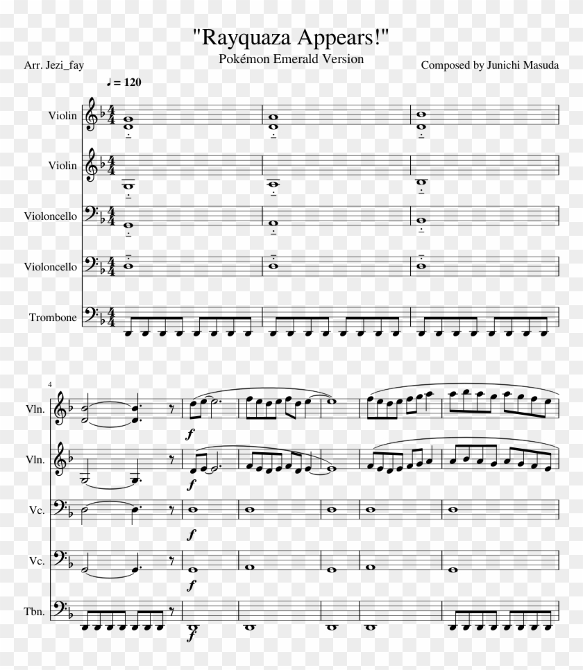 "rayquaza Appears " - It's Raining Somewhere Else Violin Sheet Music Clipart